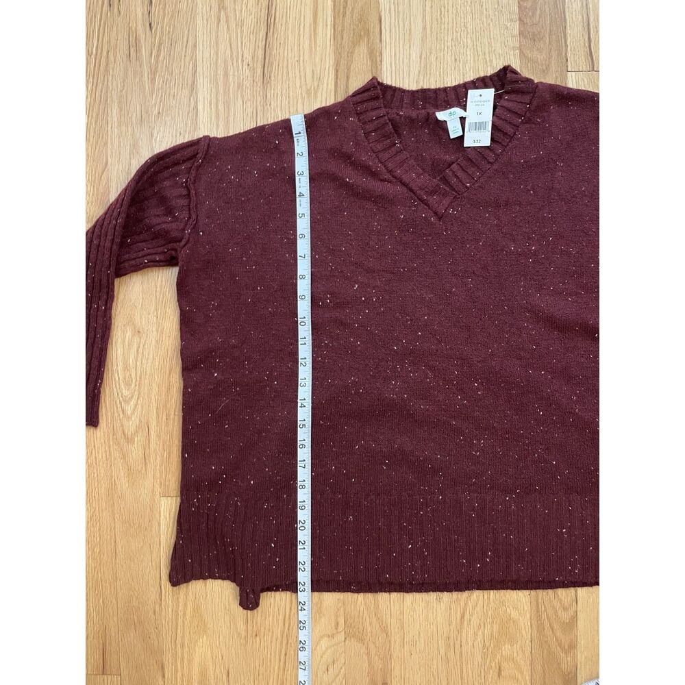 Dip Maroon‎ Confetti V-Neck Sweater 1X NWT - Picture 7 of 7